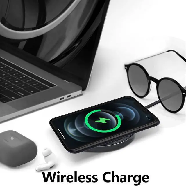 Alt view image 4 of 7 - UEEBAI Liquid Silicone Wireless Charging Phone Case for iPhone XR, Built-in Magnets Compatible with MagSafing Faster Charging Slim Fit Soft Microfiber Cover - Black