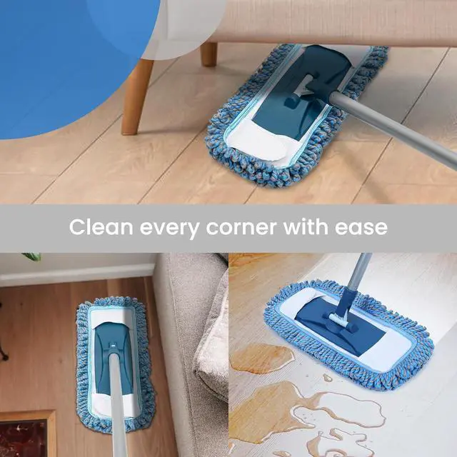 Alt view image 2 of 7 - Dust Mop for Hardwood Floors with 57" Long Handle Wet & Dry Mops for Catching Pet Hair and Dust Bunny Microfiber Dust Mops for Vinyl, Wood, Tile, Laminate Flooring
