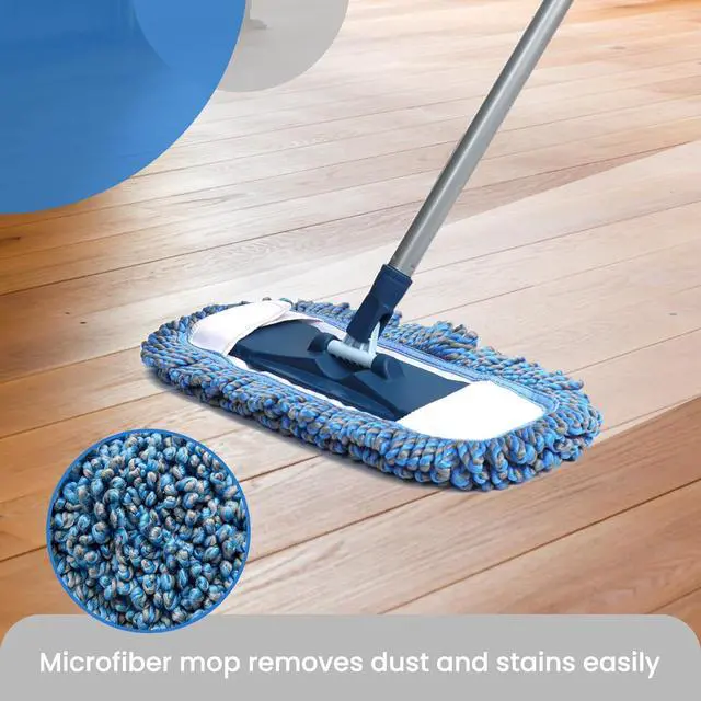 Alt view image 3 of 7 - Dust Mop for Hardwood Floors with 57" Long Handle Wet & Dry Mops for Catching Pet Hair and Dust Bunny Microfiber Dust Mops for Vinyl, Wood, Tile, Laminate Flooring
