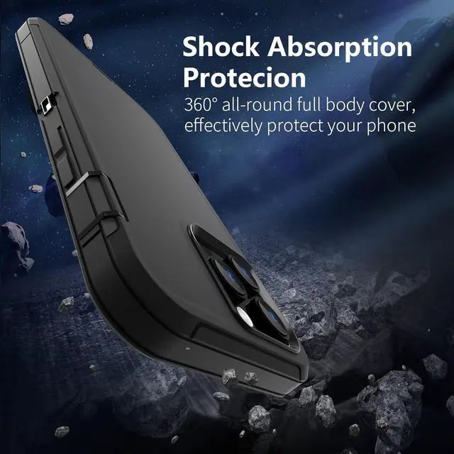Alt view image 3 of 7 - Case Compatible with iPhone 14 Pro Max, Heavy Duty Protective Black Phone Case, Full Body Shockproof Durable Silicone Rubber with Hard PC Rugged Sturdy Phone Cover for 14 Pro Max 6.7 Inch. (Black)