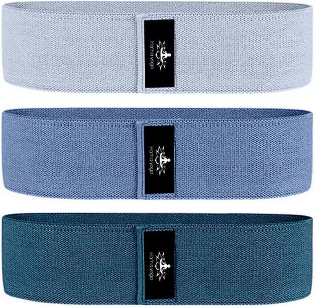 Main image of Hatha Yoga Large Resistance Band,14.5" x3.15",Fabric Exercise Loop Bands with Instruction Guide and Carry Bag, Set of 3.