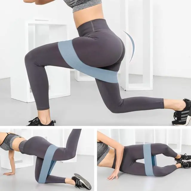 Alt view image 5 of 7 - Hatha Yoga Large Resistance Band,14.5" x3.15",Fabric Exercise Loop Bands with Instruction Guide and Carry Bag, Set of 3.