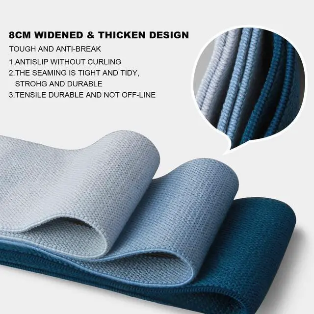 Alt view image 6 of 7 - Hatha Yoga Large Resistance Band,14.5" x3.15",Fabric Exercise Loop Bands with Instruction Guide and Carry Bag, Set of 3.