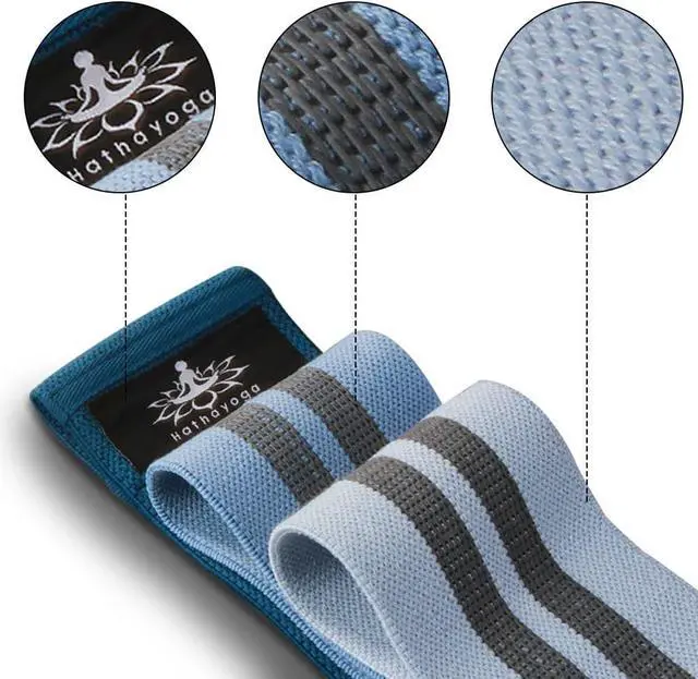 Alt view image 7 of 7 - Hatha Yoga Large Resistance Band,14.5" x3.15",Fabric Exercise Loop Bands with Instruction Guide and Carry Bag, Set of 3.