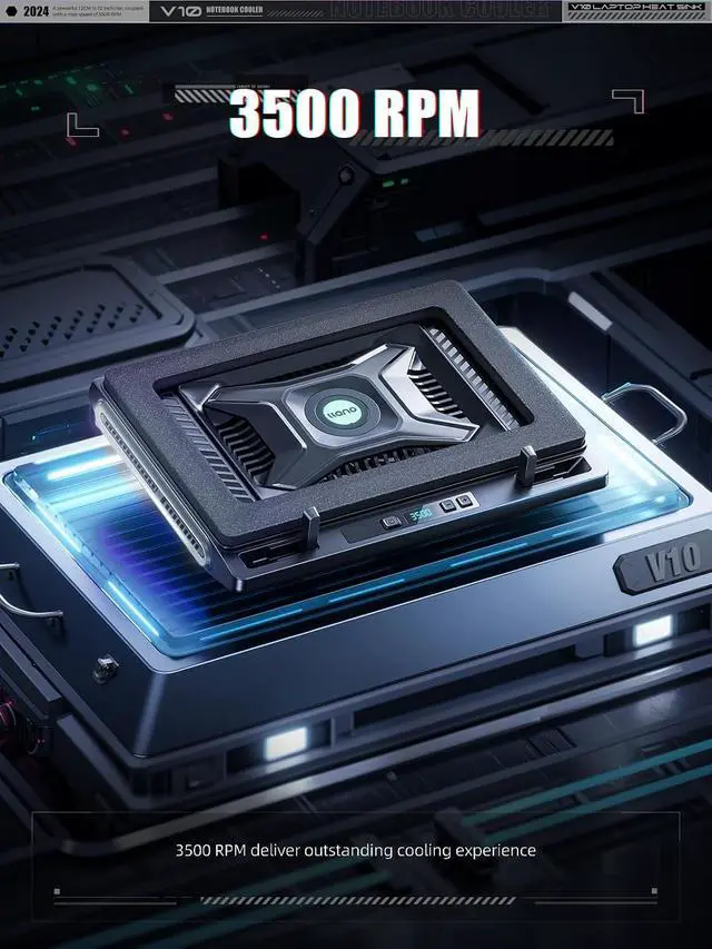 Alt view image 3 of 7 - llano Laptop Cooler, Gaming Laptop Cooling Pad with 3500RPM Turbofan