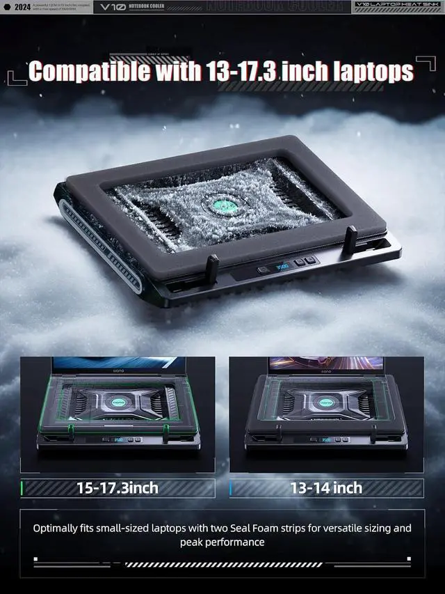 Alt view image 5 of 7 - llano Laptop Cooler, Gaming Laptop Cooling Pad with 3500RPM Turbofan