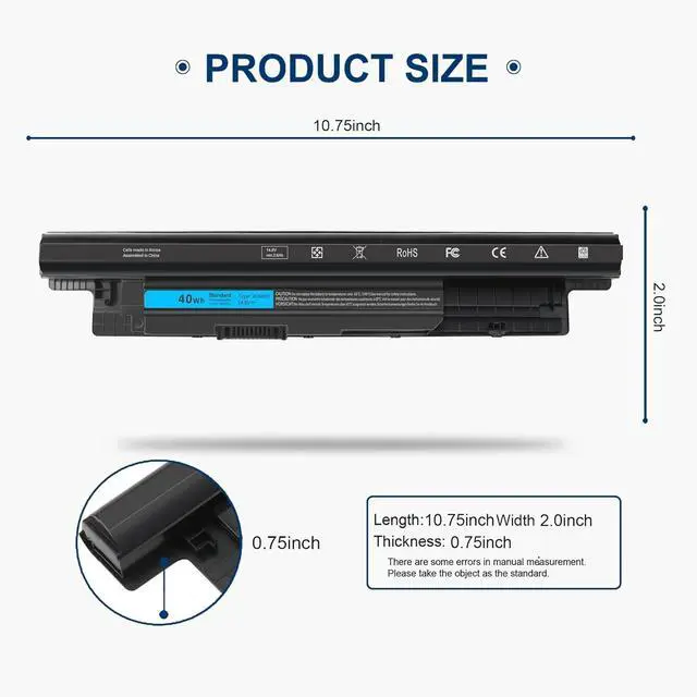 Alt view image 3 of 7 - 40Wh XCMRD Battery for Dell Laptop Inspiron 15 3000 Series 3521 3542 15R 3537 5521 5537 15-3521 15-3542 15-3537 15-3543 15-3541 15-3531 14 14R 3421 5421 3437 17 3721 17R 5737 5721 14.8V P28F P40F P17E