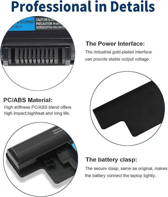Alt view image 4 of 7 - 40Wh XCMRD Battery for Dell Laptop Inspiron 15 3000 Series 3521 3542 15R 3537 5521 5537 15-3521 15-3542 15-3537 15-3543 15-3541 15-3531 14 14R 3421 5421 3437 17 3721 17R 5737 5721 14.8V P28F P40F P17E