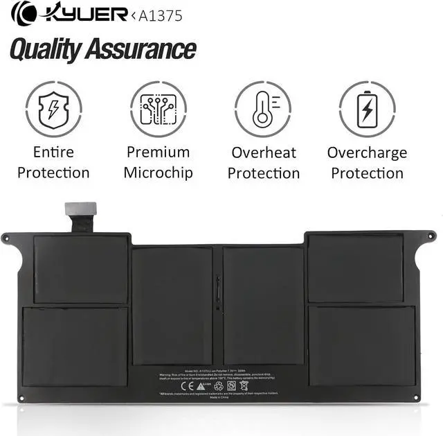 Alt view image 5 of 7 - Angwel Replacement Laptop Battery for Apple A1375 A1370 (Only for Late 2010 Version) MacBook Air 11" with Two Free Screwdrivers [4-Cell 35Wh/4800mAh] - 1 Year Warranty