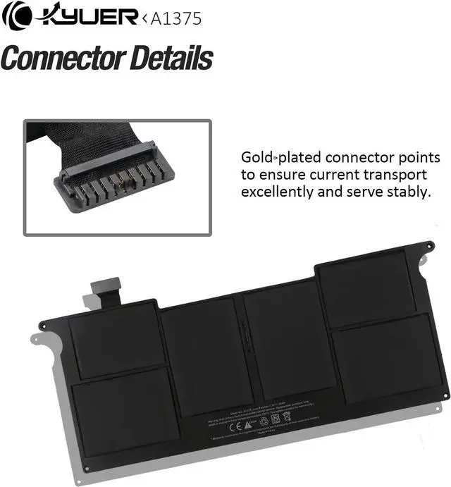Alt view image 6 of 7 - Angwel Replacement Laptop Battery for Apple A1375 A1370 (Only for Late 2010 Version) MacBook Air 11" with Two Free Screwdrivers [4-Cell 35Wh/4800mAh] - 1 Year Warranty