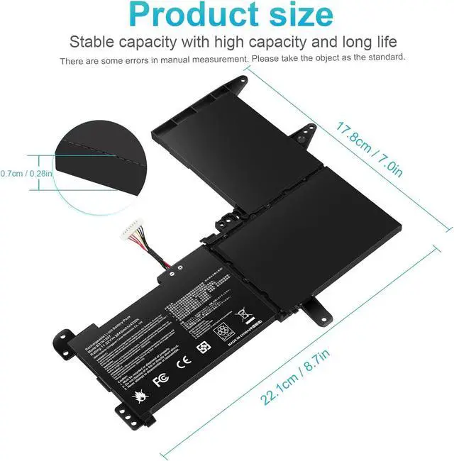Alt view image 2 of 7 - Futurebatt B31N1637 C31N1637 Laptop Battery Replacement for ASUS VivoBook X510 X510U X510UQ X510UA X510UAR X510UF S15 S510U S510UF S510UQ S510UN S510UR S510UA F510 F510U F510UA F510QA B31B12H B31BI9H