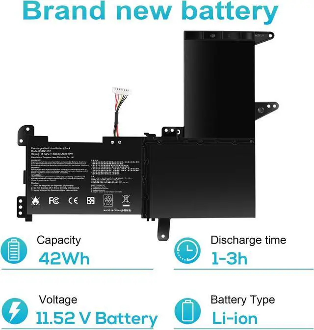 Alt view image 3 of 7 - Futurebatt B31N1637 C31N1637 Laptop Battery Replacement for ASUS VivoBook X510 X510U X510UQ X510UA X510UAR X510UF S15 S510U S510UF S510UQ S510UN S510UR S510UA F510 F510U F510UA F510QA B31B12H B31BI9H