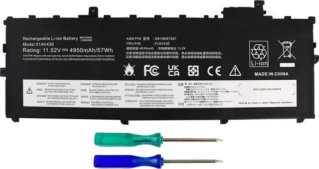 Main image of 01AV430 SB10K97587 Thinkpad X1 Carbon gen 6 Laptop Battery Replacement for Lenovo ThinkPad X1 Carbon 6th Gen 2018 5th Gen 2017 Series 01AV431 SB10K97588 01AV494 SB10K97586 01AV429 57WH