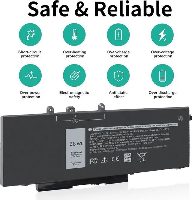 Alt view image 4 of 7 - GJKNX Laptop Battery Compatible with Dell Latitude 5480 5580 5280 5490 5491 5580 5590 5591 E5480 E5580 E5590 E5490 Precision 15 3520 3530 M3520 GD1JP 0GD1JP DY9NT 0DY9NT[7.6V 68Wh]