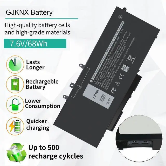Alt view image 3 of 7 - GJKNX Laptop Battery Compatible with Dell Latitude 5480 5580 5280 5490 5491 5580 5590 5591 E5480 E5580 E5590 E5490 Precision 15 3520 3530 M3520 GD1JP 0GD1JP DY9NT 0DY9NT[7.6V 68Wh]
