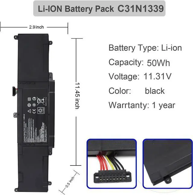 Alt view image 3 of 7 - C31N1339 Battery for ASUS ZenBook UX303 UX303L Q302L 0B200-9300000 3ICP7/55/90 [11.31V50WH]