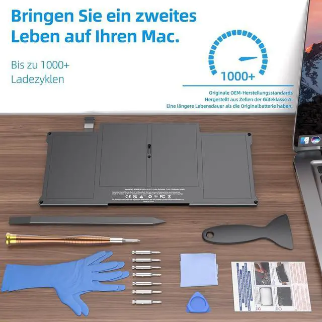 Alt view image 6 of 6 - A1466 Battery Replacement for MacBook Air 13 inch 2017 2015 2014 2013 2012 2011 2010 Mac Model A1466 A1369 Batteria Type A1496 A1370 A1405 Capacity 7.6V 55Wh 7200mAh