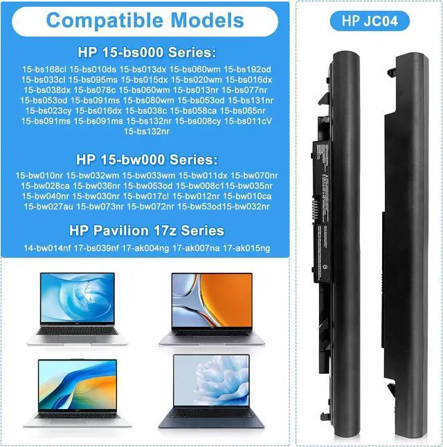 Alt view image 2 of 7 - JC04 JC03 Laptop Battery for HP Spare 919700-850 919682-421 919701-850 HSTNN-DB8E Replace 15-BW 15-BS 17-BS 17-AK 17z Series HP 246 255 250 G6 15-bs015dx