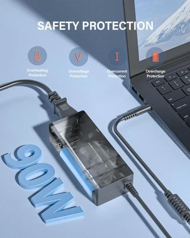 Alt view image 5 of 6 - Charger Compatible with Dell Laptop 90W 65W 45W Latitude/Vostro/XPS 13 14 15, OptiPlex Micro Desktop, Studio/Studio XPS Notebook PC AIO Desktop Power Cord with Round Connector 4.5mm and 7.4mm