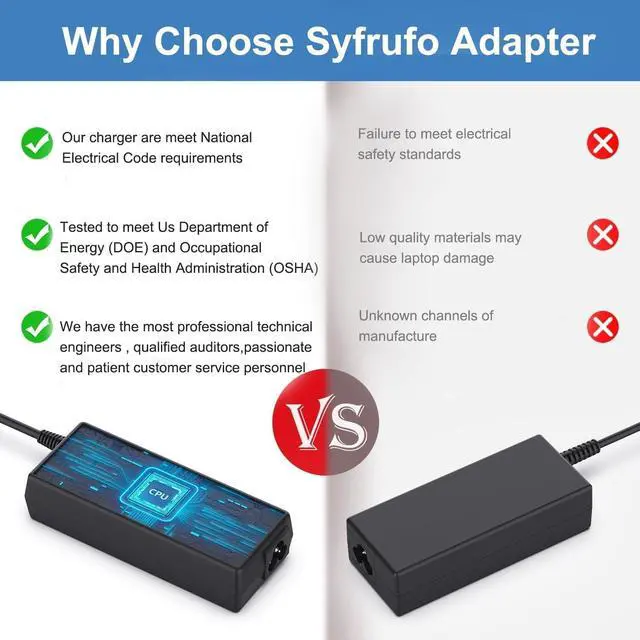 Alt view image 7 of 7 - 90W Laptop Charger for  Inspiron 15 17 Series 5400 5401 5490 5491 7500 7501 7590 7591 7790 Latitude E5430 E6410 E6420 E6430 E6440 E6540 E7470 E7450 Power Supply