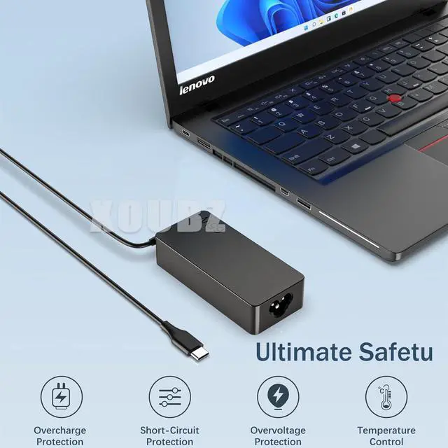 Alt view image 3 of 7 - Replacement for 65W Lenovo Laptop Charger USB C for Lenovo ThinkPad Yoga chomebook Computer Type c Fast Power Adapter
