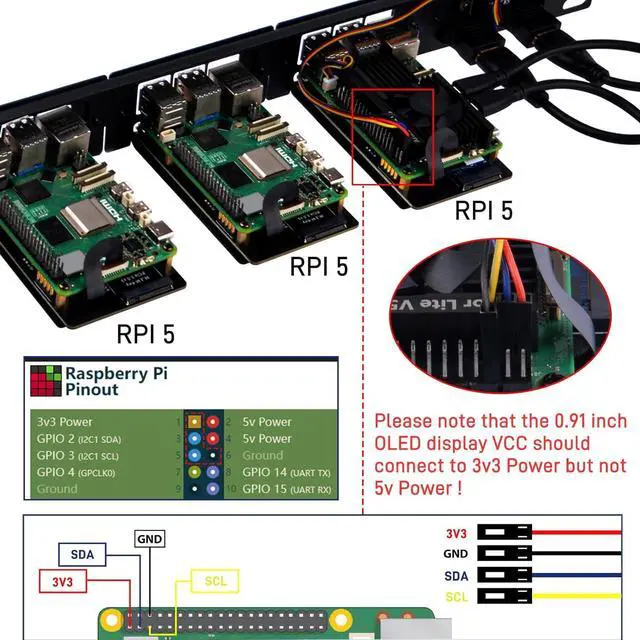 Alt view image 7 of 7 - GeeekPi 19 inch 1U Rack Mount for Raspberry Pi 5, with 4PCS PCIe to M.2 NVMe SSD Adapters and OLED Display, Compatible with 19 Inch Server Rack