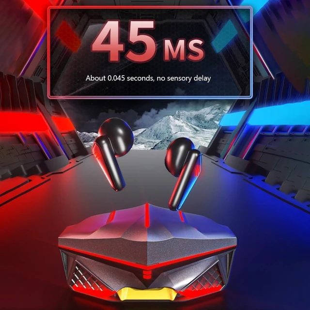 Alt view image 7 of 7 - Wireless Gaming Earbud, K98 Wireless Gaming Headphone with Charging Case and Built-in Mic, Bluetooth 5.1 Dual Game Music Mode Earbuds Wireless Headphones with 30 Hours Playtime, RGB