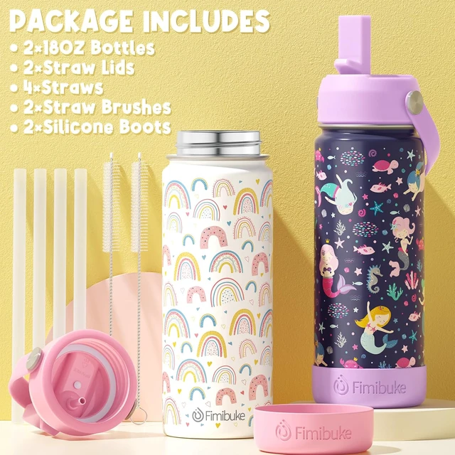Alt view image 6 of 7 - Fimibuke 18oz Kids Insulated Water Bottle, 18/8 Stainless Steel Kids Cups