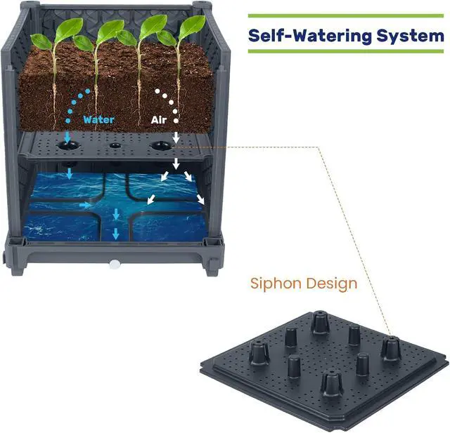 Alt view image 5 of 6 - LINEX Raised Garden Bed Planter Box with Trellis, 41.3 Tomato Planters for Climbing Plants Vegetable Vine Flowers Outdoor Patio, Tomatoes Cage w/Self-Watering