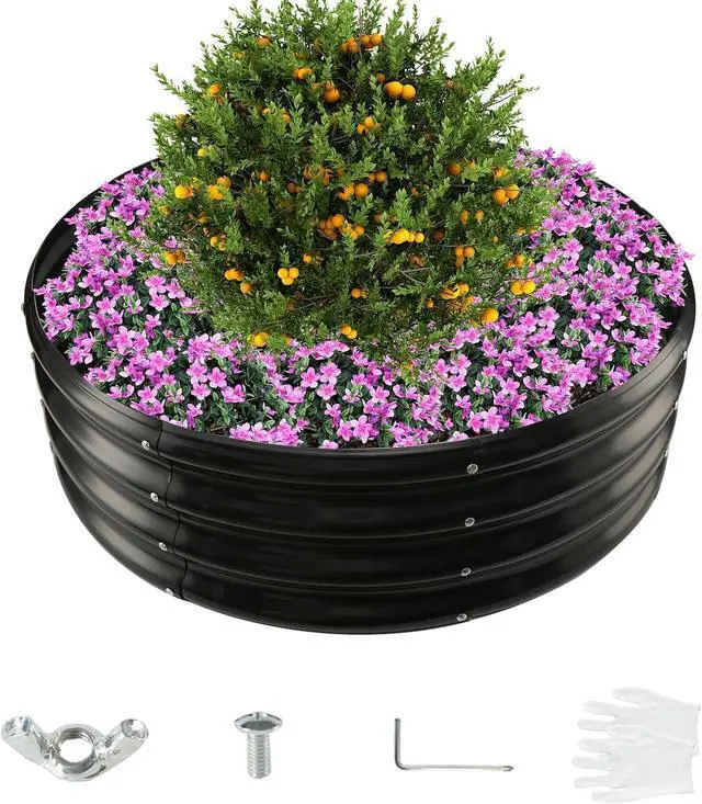 Main image of 12 Inch Tall 36 Inch Diameter Round Black Raised Garden Bed Kits Outdoor