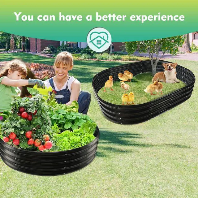 Alt view image 7 of 7 - 12 Inch Tall 36 Inch Diameter Round Black Raised Garden Bed Kits Outdoor