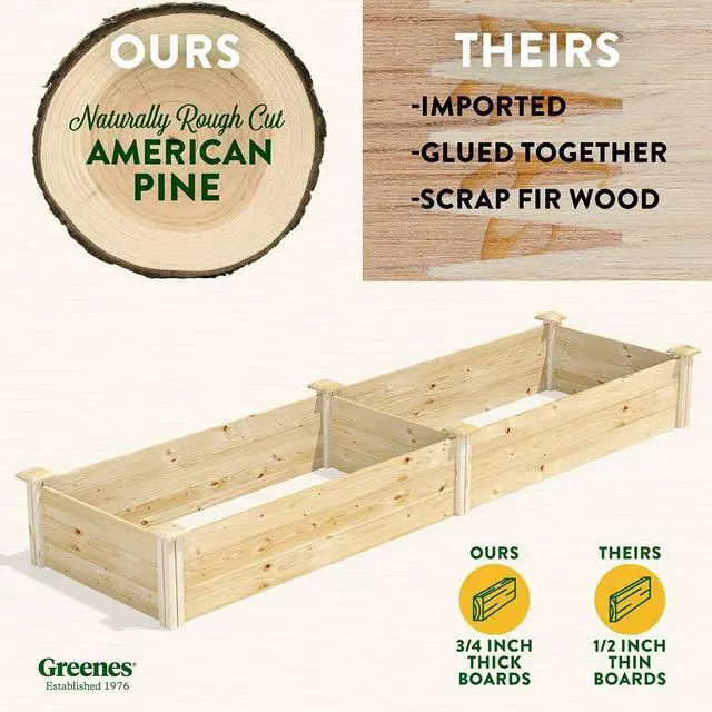 Alt view image 2 of 7 - Greenes Fence Original Pine Raised Garden Bed, 2' x 8' x 10.5" - Made in USA with American Pine