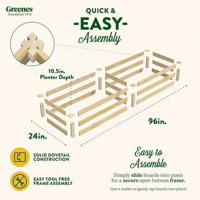 Alt view image 4 of 7 - Greenes Fence Original Pine Raised Garden Bed, 2' x 8' x 10.5" - Made in USA with American Pine