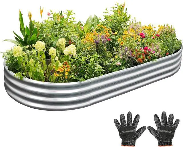 Main image of Garden Galvanized Raised Garden Bed Kit - Metal Planter Boxes for Vegetables/Herbs/Flowers, Heavy-Duty Steel Outdoor Garden Box with Reinforced Edges