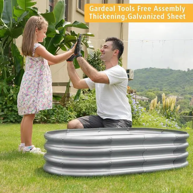Alt view image 2 of 7 - Garden Galvanized Raised Garden Bed Kit - Metal Planter Boxes for Vegetables/Herbs/Flowers, Heavy-Duty Steel Outdoor Garden Box with Reinforced Edges