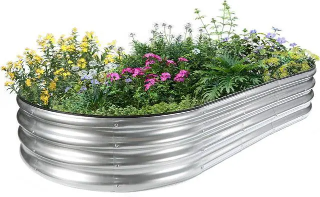 Main image of JERIA 6×3×1ft Oval Raised Garden Bed,Galvanized Raised Garden Bed Kit Outdoor Metal Gardening Planter Box for Vegetable, Fruits, FlowerHerbs