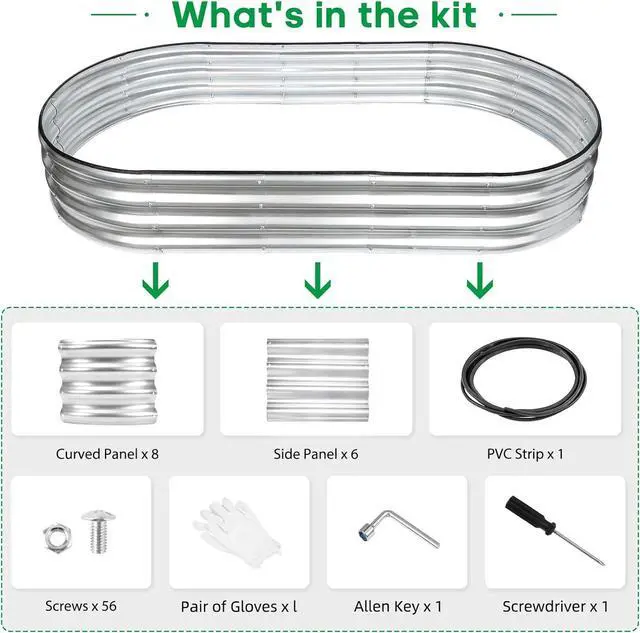 Alt view image 2 of 7 - JERIA 6×3×1ft Oval Raised Garden Bed,Galvanized Raised Garden Bed Kit Outdoor Metal Gardening Planter Box for Vegetable, Fruits, FlowerHerbs