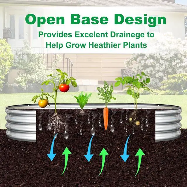 Alt view image 4 of 7 - JERIA 6×3×1ft Oval Raised Garden Bed,Galvanized Raised Garden Bed Kit Outdoor Metal Gardening Planter Box for Vegetable, Fruits, FlowerHerbs