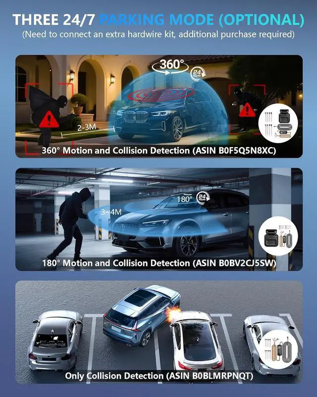 Alt view image 6 of 7 - Dash Cam 4 Channel Front and Rear Inside, 360° Car Camera 4K UHD, Dash Camera for Cars Built-in Wi-Fi GPS, Dashcam with 64GB Card, Voice Control, CPL Filter, WDR Night Vision, 24H Parking Mode(V8PLUS)