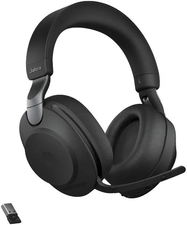 Alt view image 18 of 20 - Jabra Evolve2 85 UC Wireless Headphones with Link380a, Stereo, Black - Wireless Bluetooth Headset for Calls and Music, 37 Hours of Battery Life, Advanced Noise Cancelling Headphones