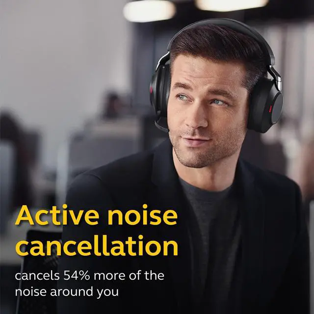 Alt view image 19 of 20 - Jabra Evolve2 85 UC Wireless Headphones with Link380a, Stereo, Black - Wireless Bluetooth Headset for Calls and Music, 37 Hours of Battery Life, Advanced Noise Cancelling Headphones