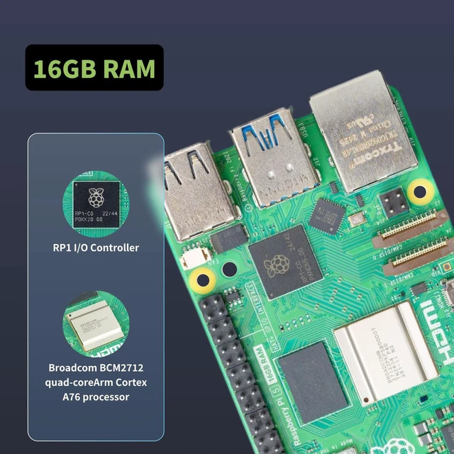Alt view image 2 of 5 - iRasptek Raspberry Pi 5 Single Board 16GB RAM