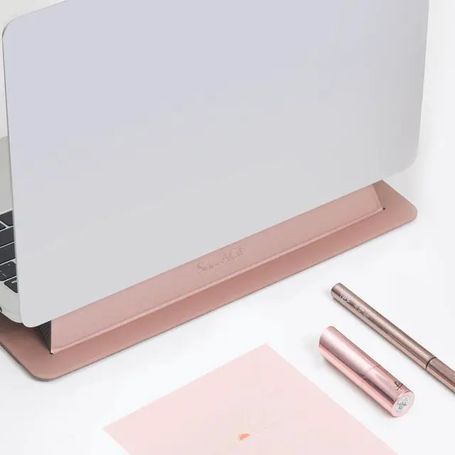 Alt view image 2 of 5 - SenseAGE Laptop Stand for Desk, Office, Ergonomic Notebook Stand, Foldable & Portable Travel FlatStand, Lightweight, Anti-Slip, Compatible with MacBook Air, Pro, and Up to 15.4" Laptops (Dusky Rose)