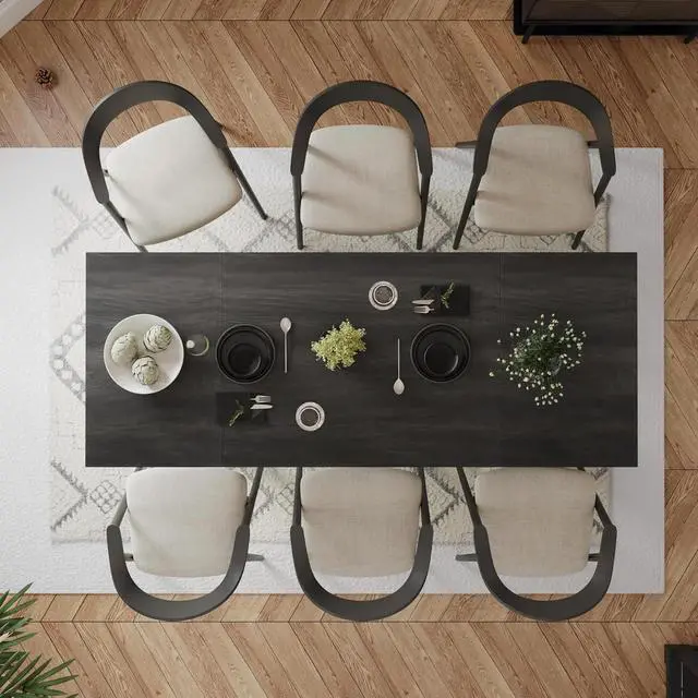 Alt view image 6 of 6 - 70.8" Large Modern Dining Table with Sturdy Iron Legs for 6 People