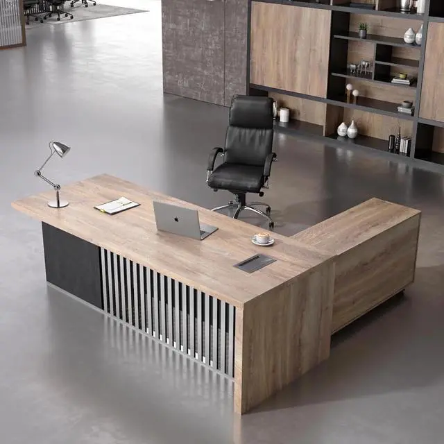 Main image of 63 inch L Shaped Executive Desk with 2 Drawers File Cabinets Storage(Left Hand Return)