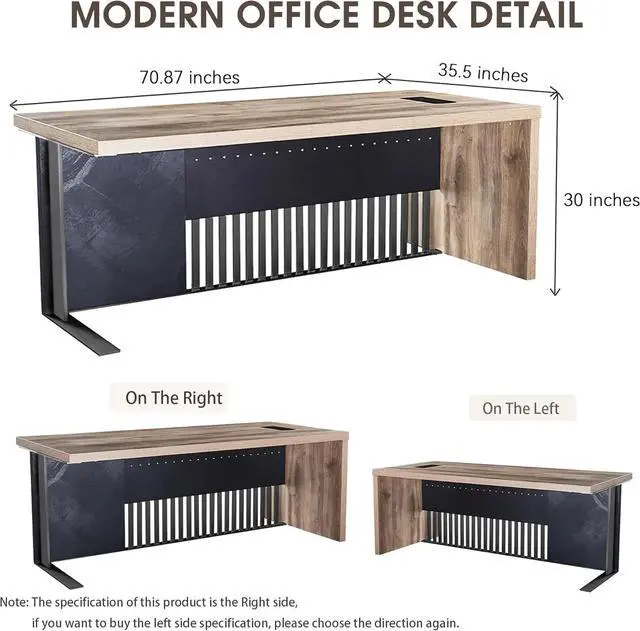Alt view image 7 of 7 - 70.87" Executive Office Desk with 1.97IN Thick Desktop Stainless Steels Sturdy Frame