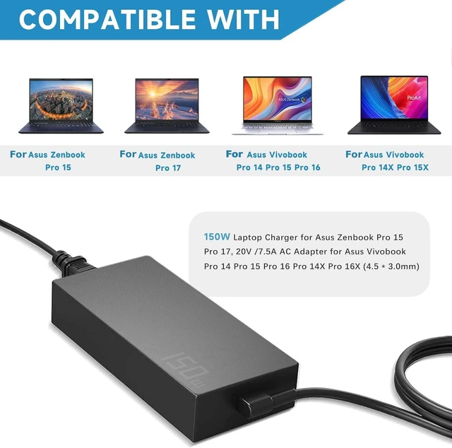 Alt view image 3 of 6 - Energizewiz 150W Charger for Asus 20V 7.5A AC Adapter A18-150P1A ADP-150CH B Asus Rog Strix G G531GT G731GT TUF F15-FX506HF F17-FX706LI A15-FA506IH FA506II A17-FA706II TUF 4.5x3.0mm