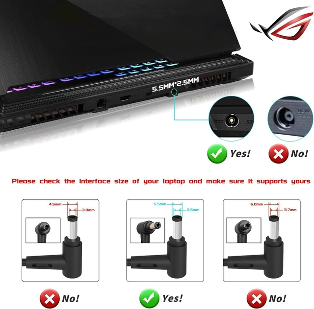 Alt view image 2 of 6 - Energizewiz 19.5V 11.8A 230W Laptop Charger, Power Supply for Asus ROG FX95G FX95D 5.5x2.5mm