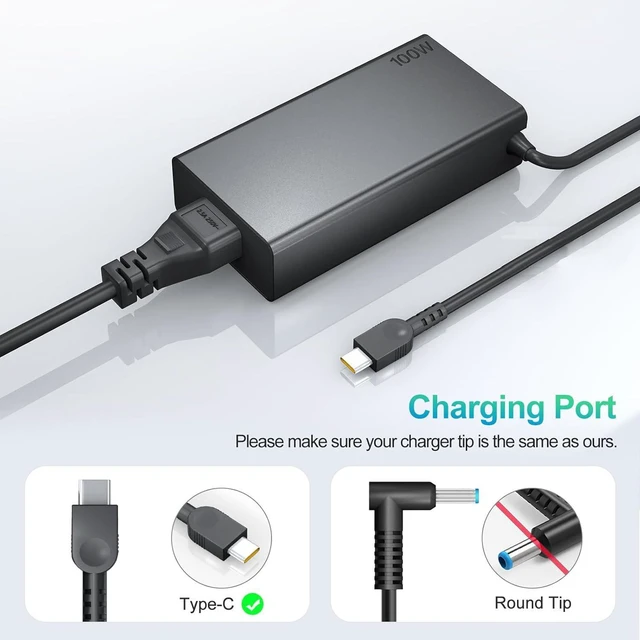 Alt view image 2 of 6 - Energizewiz 100W USB C Charger for Lenovo Yoga 9 9i 7 7i ThinkBook 15 16 Yoga Slim 7 Pro ldeapad 5 Pro16 ADL100YLC3A ADL100YDC3A SA11D52396 GX21J75543 5A11J62105 ThinkBook Yoga IdeaPad Type C