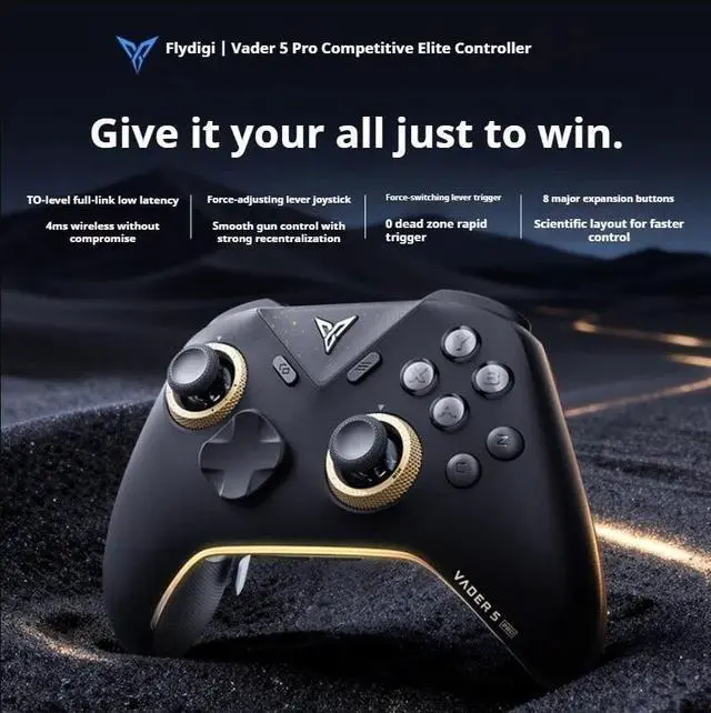 Alt view image 2 of 10 - FLYDIGI Vader 5 Pro PC Controller, Forceflex Joysticks with Adjustable Ring, Forceswitch Triggers, 3ms Ultra-Low Latency, 8 Extra Buttons, Stereo Vibration, Multi-Platform for PC/NS/Android/TV